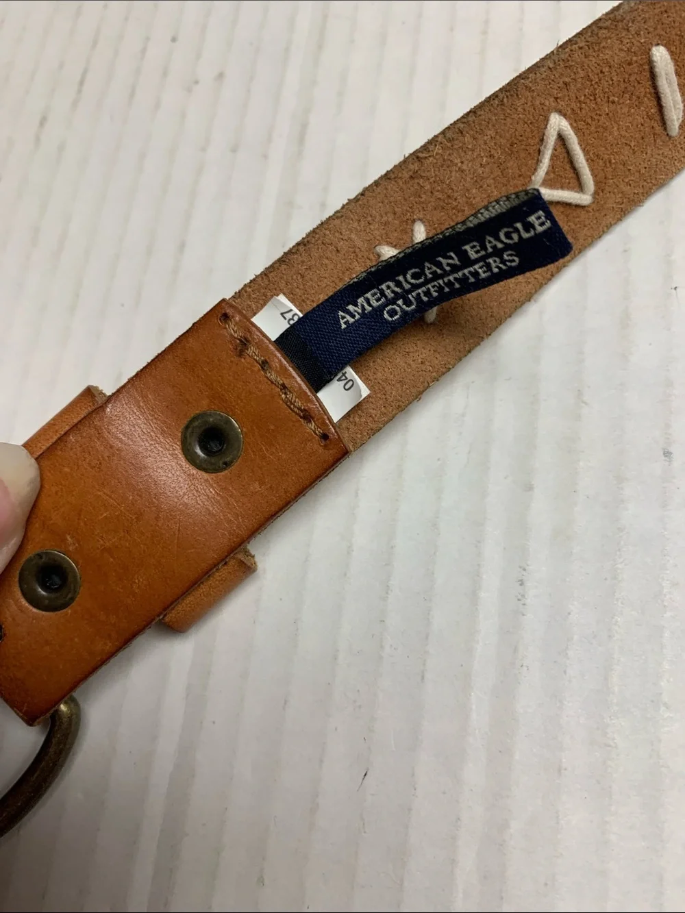 American Eagle Vintage Y2K Brown Genuine Leather Embroidered Boho Western Belt